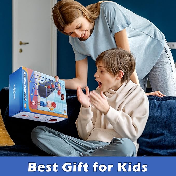 Kids Basketball Hoop Arcade Game W/Electronic Scoreboard Cheer Sound, Basketball Hoop Indoor Outdoor W/4 Balls, Basketball Game Toys Gifts for Kids 3-6 5-7 8-12 Toddlers Boys Girls-BubblyBeeBaby