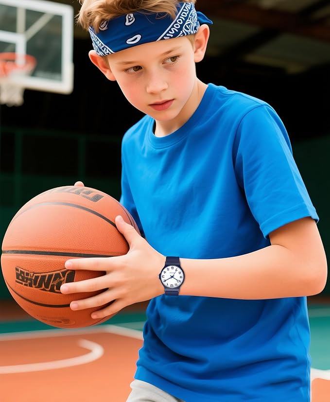 Kids Analog Watch Boys Girls, 30M Waterproof, Sports Watch for Boys, Easy to Read Children's Thin Dial Wrist Watches with Soft Band, for Ages 5-15 Kids Great Birthday Gifts Christmas Day-BubblyBeeBaby