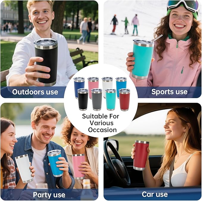 IEOVIEE 32 Pack 20oz Stainless Steel Bulk Tumblers with Lids and Straws Double Wall Insulated Travel Mug Durable Powder Coated Tumbler Bulk Cup for Cold and Hot Drinks(Mixed color)-BubblyBeeBaby
