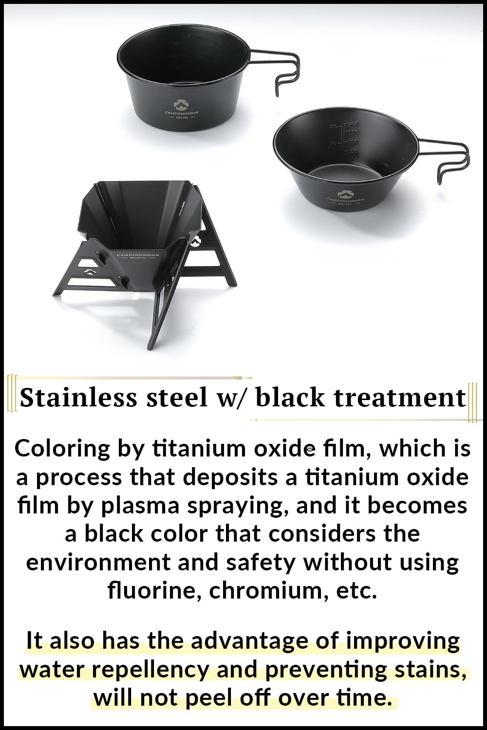 CAMPINGMOON Collapsible Coffee Dripper Pour Over Camping Outdoor 304 Stainless Steel Black BKCOF-01