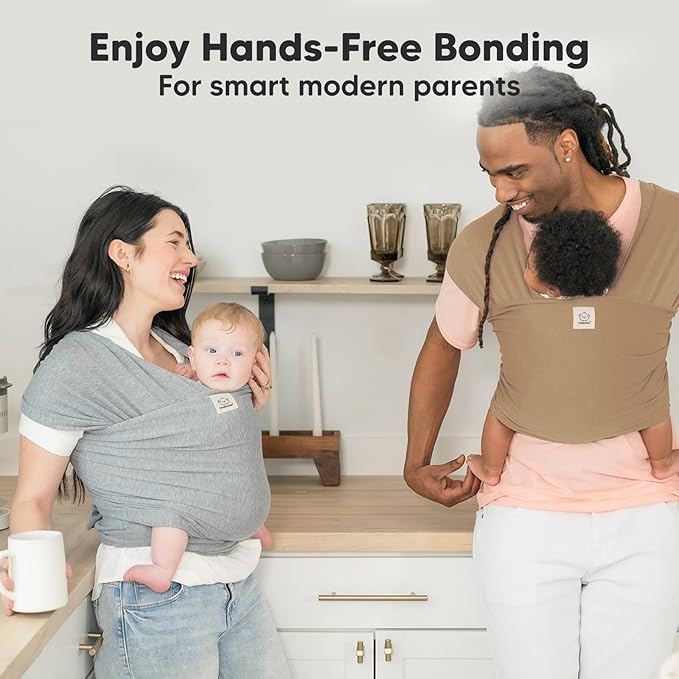 KeaBabies Baby Wrap Carrier - All in 1 Original Baby Carrier Newborn to Toddler Sling, Easy to Wear, Hands Free Bonding, Lightweight, Breathable Infant Wraps (Warm Hearth)-BubblyBeeBaby