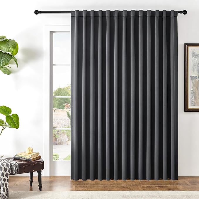 Joydeco Custom Blackout Curtains for Bedroom, 1 Panel Room Darkening Curtains & Drapes for Living Room Window Rod Pocket Back Tab (Custom Size,Dark Grey)-BubblyBeeBaby