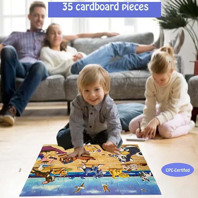 Jumbo Floor Puzzle for Kids, Large Jigsaw Puzzles 35 Piece for Kids Ages 3-5,Preschool Learning & Education Toys, Gifts for 4-8 Year Old Boys and Girls (Dog Animals)-BubblyBeeBaby