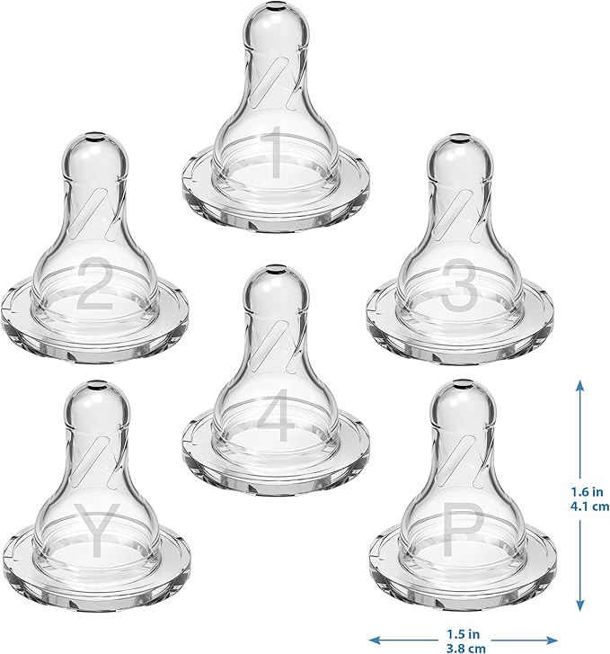 Dr. Brown’s Natural Flow Level 2 Narrow Baby Bottle Silicone Nipple, Medium Flow, 3m+, 100% Silicone Bottle Nipple, 6 Count-BubblyBeeBaby