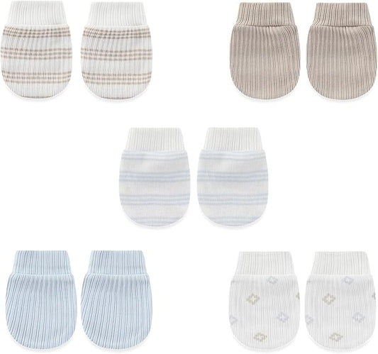 5 Pairs Baby Not Scratch Mittens 0-6 Months New Born Boy Girl Gloves Cute Infant Accessories-BubblyBeeBaby