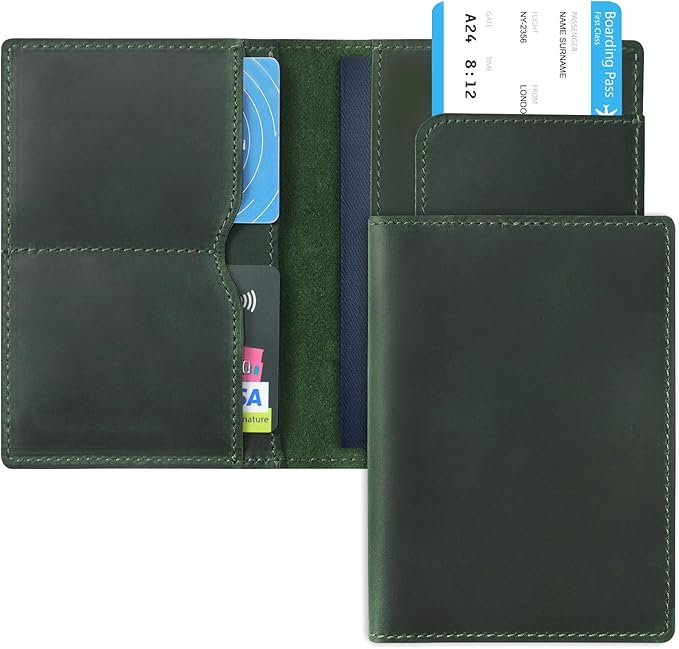 Jack&Chris Leather Passport Holder, Handmade Passport cover, Travel Wallet Cover Case for Men and Women, Leather Travel Documents Organizer Protector, JC107-BubblyBeeBaby