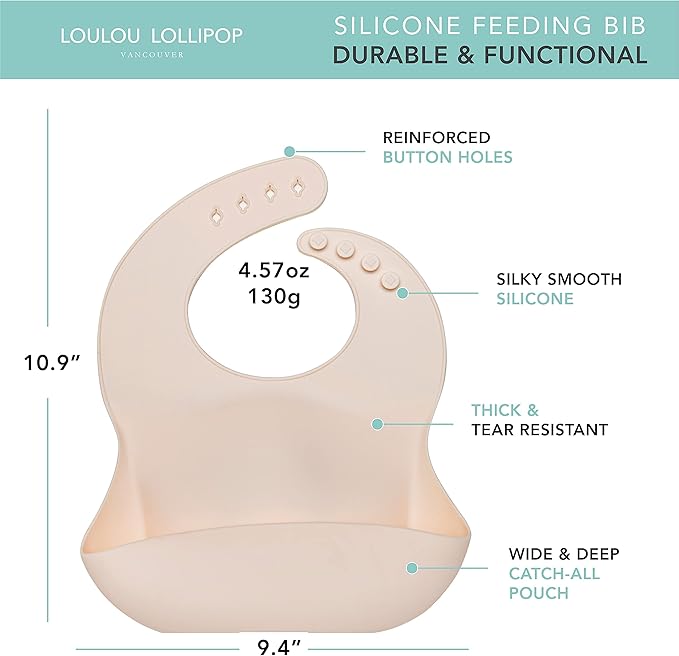 Loulou Lollipop Soft, Waterproof Silicone Feeding Bib-BubblyBeeBaby