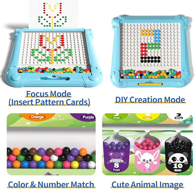 2-IN-1 Large Magnetic Drawing Board for Toddlers Kids, Magnetic Color and Number Maze, Magnetic Dot Art Board for Kids, Montessori Education Travel Toys for Boys Girls Age 3 4 5 6 7 8 Years Old-BubblyBeeBaby