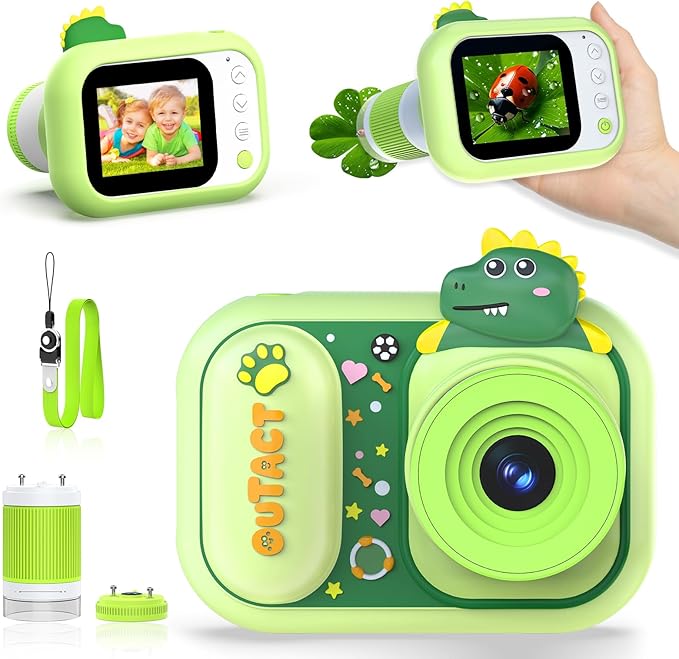 2 in 1 Microscope for Kids & Video Camera, 1000X Digital Microscope with 2.4" Screen, 1080P Portable Handheld Kids Camera Toys, STEM Educational Science Kit Toys for 3-12 Age Years Old Boys Girls-BubblyBeeBaby