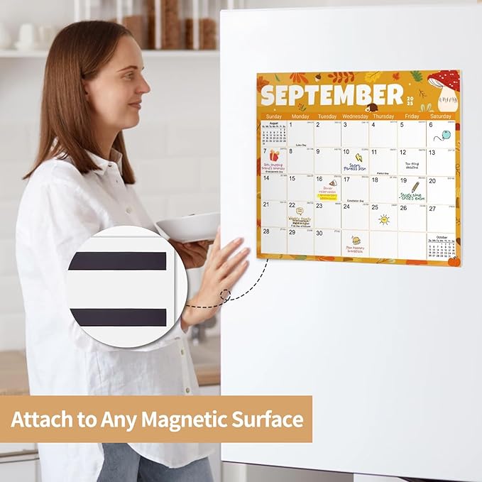 2025-2026 Magnetic Fridge Calendar 18 Monthly Magnetic Calendar for Refrigerator 2025-2026 Wall Calendar Planner Runs from February 2025 Until July 2026 Easy Organizing Markers Tearable (Festive)-BubblyBeeBaby