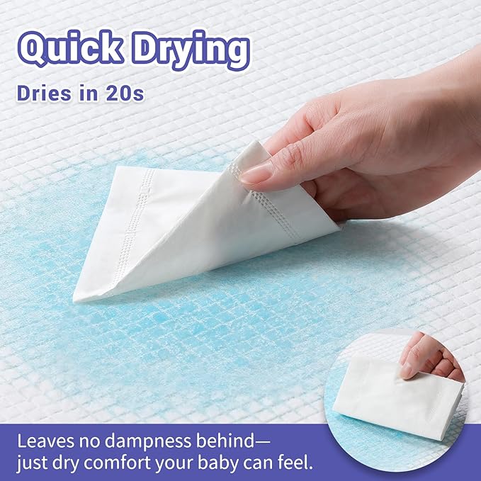 100 Pack Disposable Diaper Changing Pads for Baby Leakproof & Super Absorbency Disposable Underpads Large Toddler Pads Absorbent Fluff Protective Table Pads, Pee Pads for Babies, Kids 18" x 13"-BubblyBeeBaby