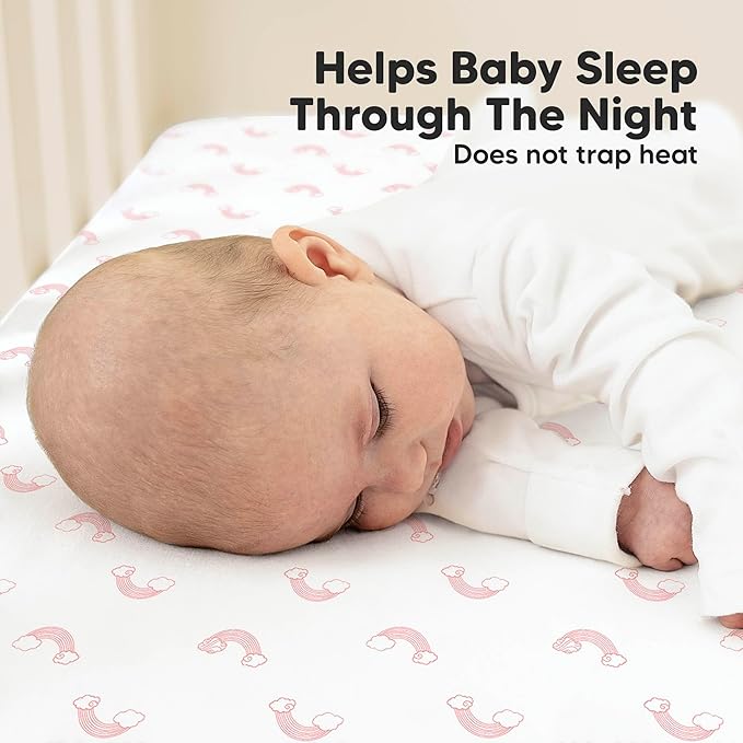 KeaBabies 2-Pack Organic Crib Sheets for Boys, Girls - 52x28 Fitted Crib Mattress Sheet Neutral, Breathable Jersey Cotton Cover for Baby Bed, Toddler Mattress, Soft & Cute Prints (Dreamland)-BubblyBeeBaby