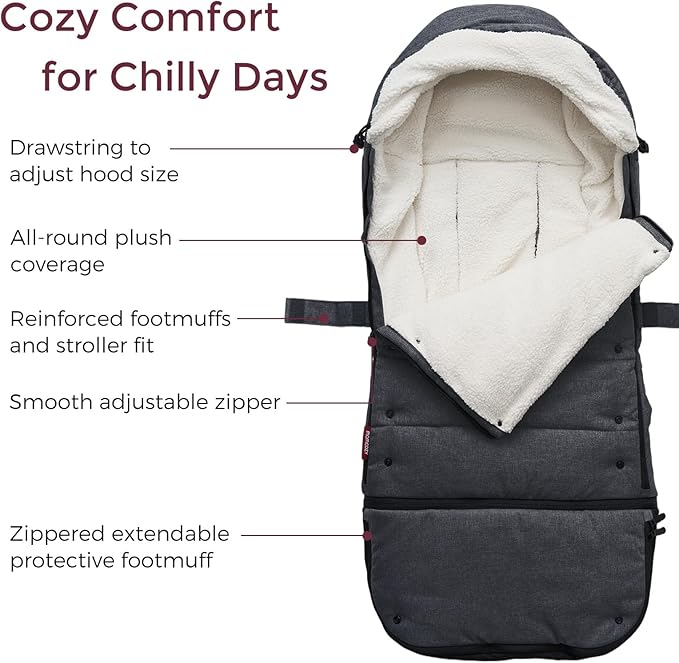 Momcozy Stroller Footmuff | Universal, Weather-Proof, Warm Stroller Bunting Bag | Extendable Winter Cover | Adjustable Buckle-BubblyBeeBaby