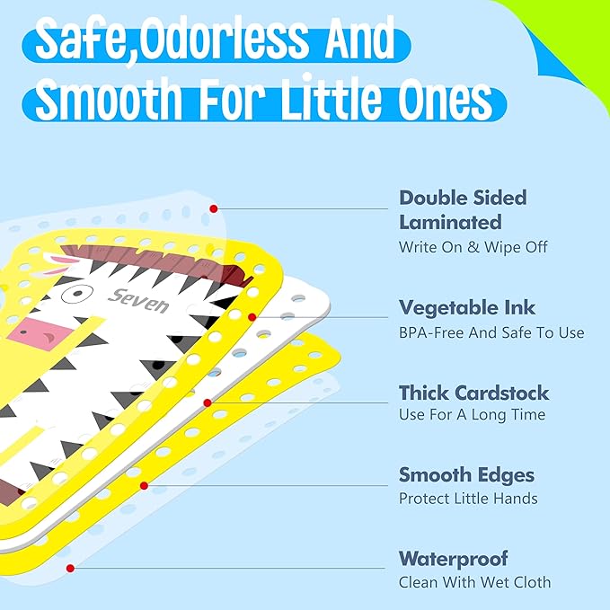 10 Pieces Number Lacing Cards, 0-9 Double Sided Sewing Cards with 10 Colorful Laces, Imagination Development Lacing Toys Games for Children Educational and Learning Activity-BubblyBeeBaby