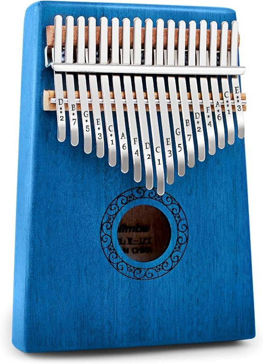 Kalimba Thumb Piano,YUNDIE Portable 17 Keys Mbira Finger Piano with Tune Hammer and Study Instruction,Musical Instruments Gift for Kid Adult Beginners Professional(Blue)-BubblyBeeBaby