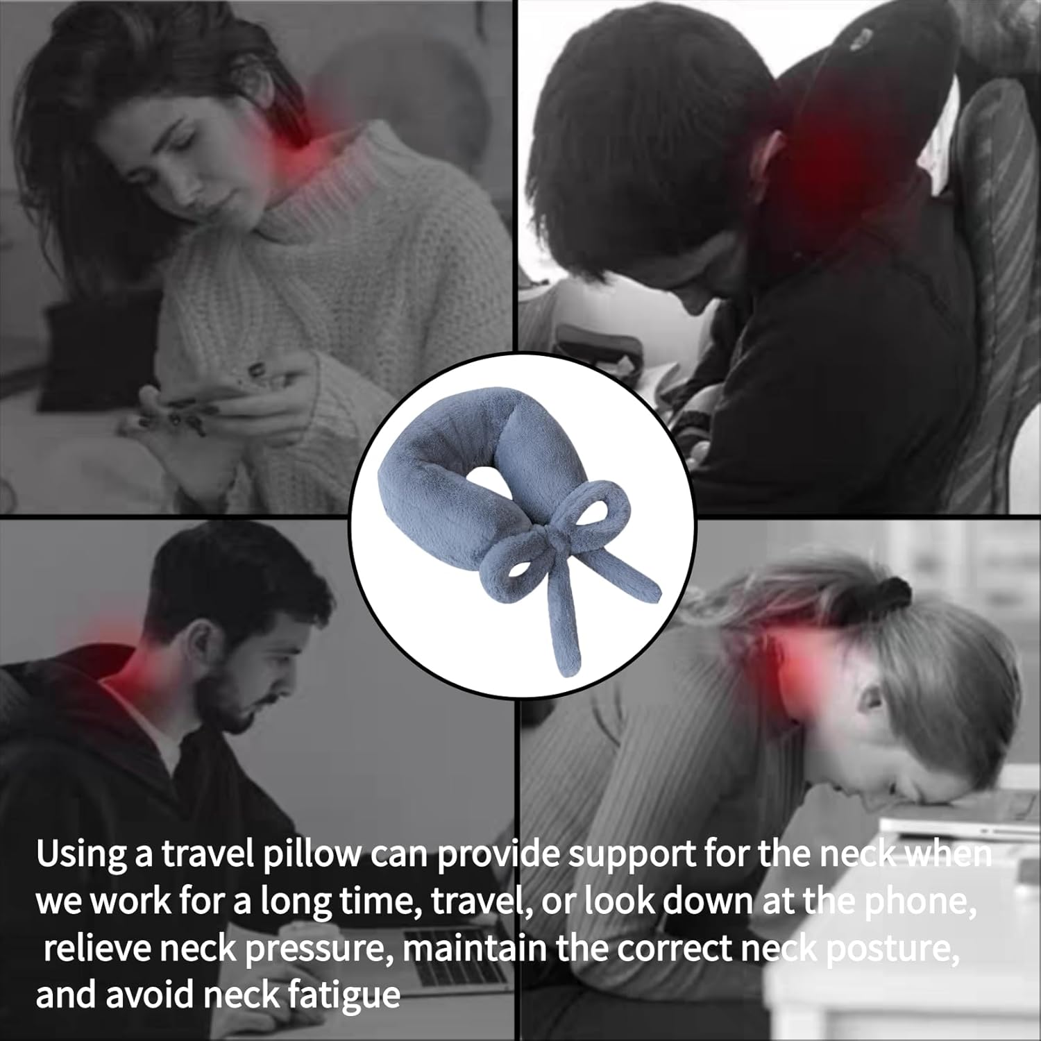 Travel Pillow Multifunctional Airplane Travel Neck Pillow Provides Neck and Lumbar Support During Travel Airplane Pillow Gray