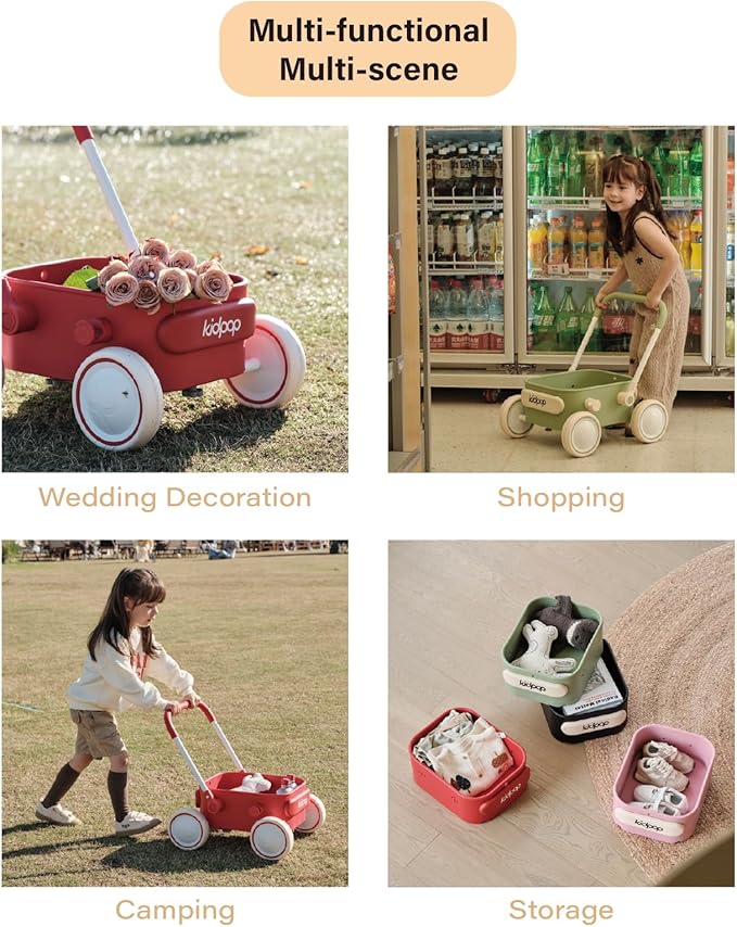 Kidpop PULA 2-in-1 Push and Pull-Along Wagon, Baby Push Walker for First Learner from 7 Month to 4 Year, One Year Birthday Gifts, Sturdy and Safe, Indoors and Outdoors (White)-BubblyBeeBaby