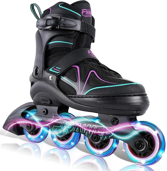 Kids Adjustable Inline Skates Ages 4-12, Youth Inlie Skates for Girls Boys 5-8 8-12 with Full Light Up Wheels, Beginner Women Adult Skates-BubblyBeeBaby