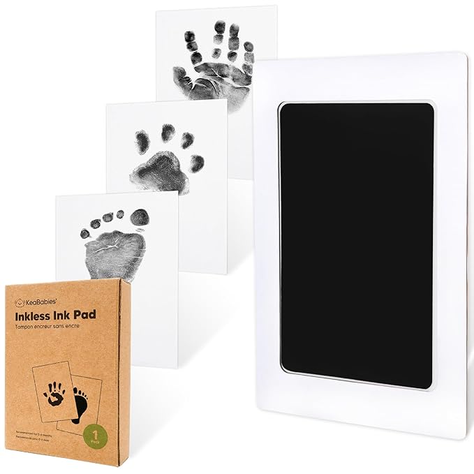 1-Pack Inkless Baby Hand and Footprint Kit - Mess Free Ink Pad for Newborn Keepsake, Dog Nose & Paw Print Kit, Clean Touch Ink Pad for Baby Hand & Footprints, Ideal New Mom Gifts (Jet Black)-BubblyBeeBaby