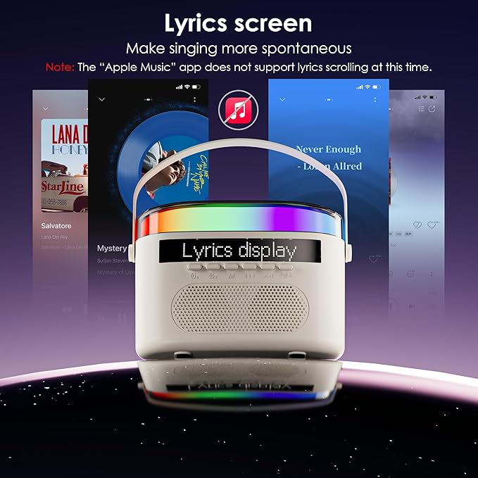 Karaoke Machine,Karaoke Machine with Lyrics Display,Portable Bluetooth 5.3 Karaoke Speaker with Upgraded Dual Speakers for Kids and Adults,with White Noise and Night Light Function-BubblyBeeBaby