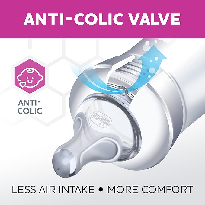 Chicco Duo Newborn Hybrid Baby Bottle Starter Gift Set with Invinci-Glass Inside and Plastic Outside | Dishwasher, Bottle Warmer, and Electric Sterilizer Safe | Intui-Latch Nipple | Clear/Grey-BubblyBeeBaby