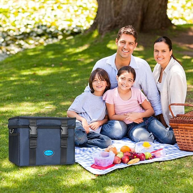 UVC Sanitizer Ozone Box with Timer, Foldable Large Cleaner UV Bag w/strap and USB Port, Portable UVC Light Tote 185nm wavelength for Mask, Cell Phone, Key, Towel 12L/3.17 gal-BubblyBeeBaby