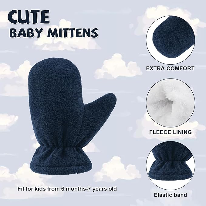 BAVST Baby Toddler Winter Mittens Girls Warm Fleece Lined Gloves Kids Sherpa Lined Mittens for Boys-BubblyBeeBaby