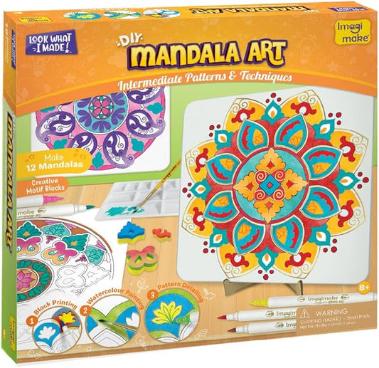 Imagimake Mandala Art Kit | Watercolor Paint Set | 12 Exciting Mandala Projects in Arts and Crafts for Kids Ages 8-12-14-16 | Craft Kits for Adults & Kids | 8 Year Old Girl Birthday Gifts-BubblyBeeBaby