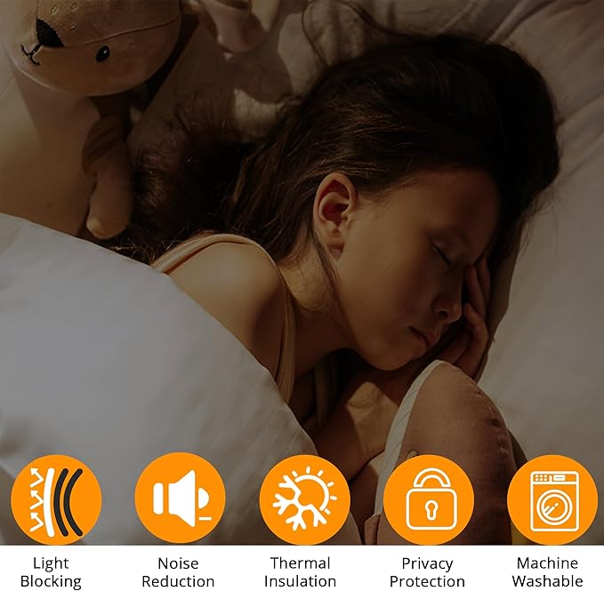 100% Blackout Curtains for Kids - Adorable Dinosaur & Unicorn Pattern, 2Panels, Each W52xL84, Thermal Insulated Noise-Reducing Drapes for Nursery, Bedroom, Playroom - Fun & Colorful Design-BubblyBeeBaby