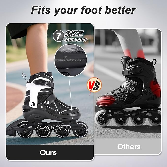 Kids Adjustable Inline Skates Ages 4-12, Youth Inlie Skates for Girls Boys 5-8 8-12 with Full Light Up Wheels, Beginner Women Adult Skates-BubblyBeeBaby