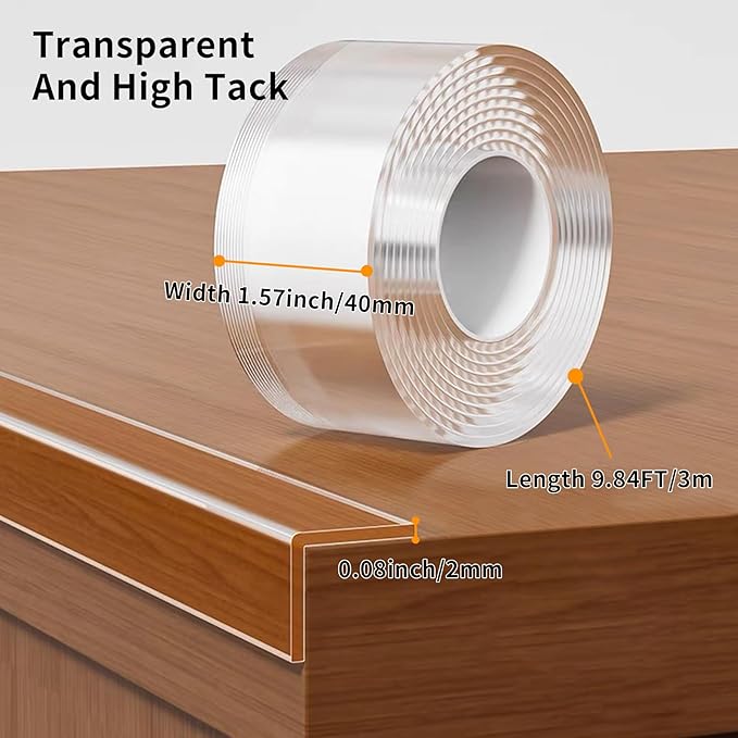 1.57 in x 9.84 FT,Corner Protector Baby,Clear Edge Protector Strip,Sharp Edge Wrap Cover Tape,Self Adhesive Protective Bumper Guards for Cabinet Door,Desk,Glass Table,Bed Furniture and Wall-BubblyBeeBaby