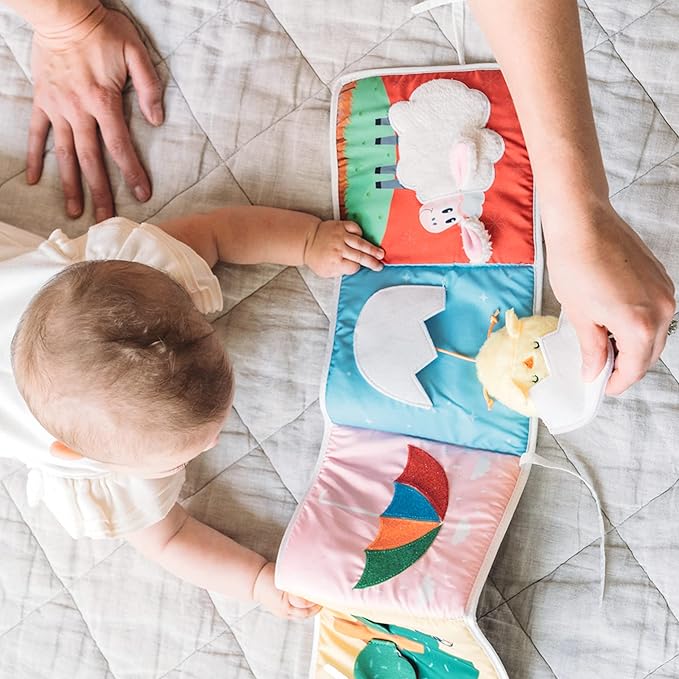Infant Toys 0-6 Months Baby Mirror Tummy Time Toys Sensory Books for Babies Touch and Feel Crinkle Books for Babies-BubblyBeeBaby