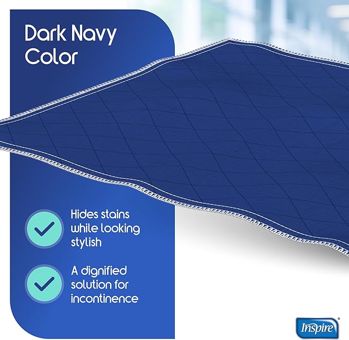 Inspire Waterproof Chair Pad, Dark Colored to Hide Stains, 18 x 24 – Quilted, for Incontinence Washable, for Adults and Kids Reusable Underpad-BubblyBeeBaby