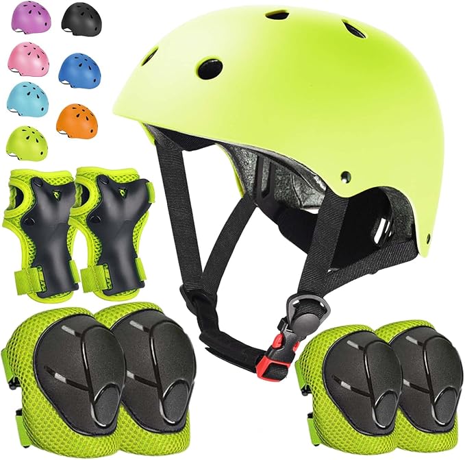 Kids Bike Helmet Set Adjustable Helmet for Ages 3-15 Kids Toddler Boys Girls Youth, Multi-Sport Bicycle Skateboarding Football Rollerskating Scooter Rollerblade Balance Bike Helmets-BubblyBeeBaby