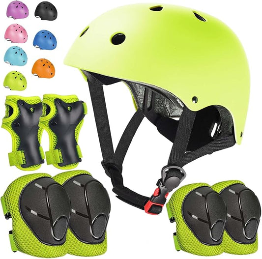 Kids Bike Helmet Set Adjustable Helmet for Ages 3-15 Kids Toddler Boys Girls Youth, Multi-Sport Bicycle Skateboarding Football Rollerskating Scooter Rollerblade Balance Bike Helmets-BubblyBeeBaby