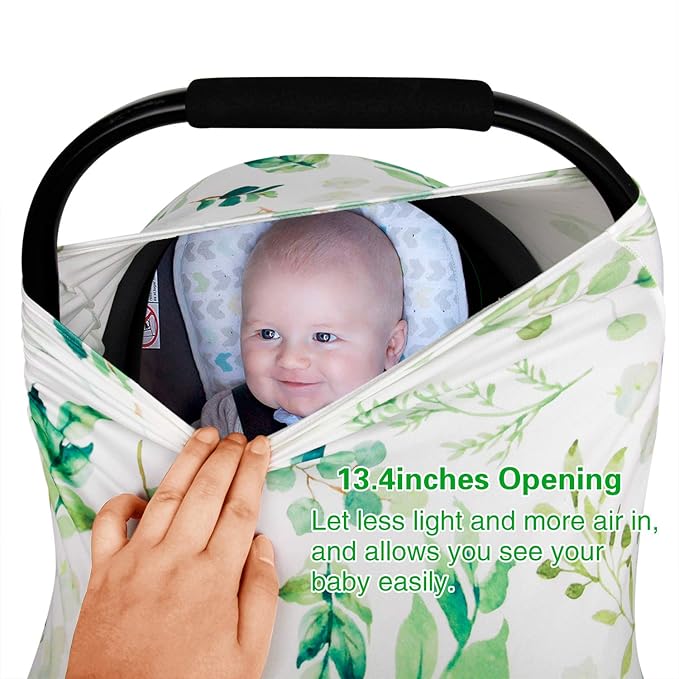 Nursing Cover Breastfeeding Scarf, Car Seat Covers for Babies Infant Carseat Canopy, Stretchy Soft Breathable Multi-Use Cover Ups for Stroller High Chair Shopping Cart, Baby Essentials for Summer-BubblyBeeBaby