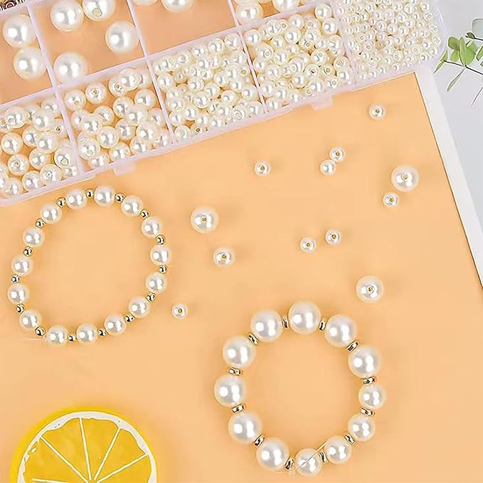 1000Pcs Pearl Beads for Bracelets Making, Pearl Beads for Jewelry Making for Adults, Silver Bracelet Beads DIY Kit, Silver Spacer Beads for Bracelets, Women Friendship Bracelet Making Kit (Silvery)-BubblyBeeBaby