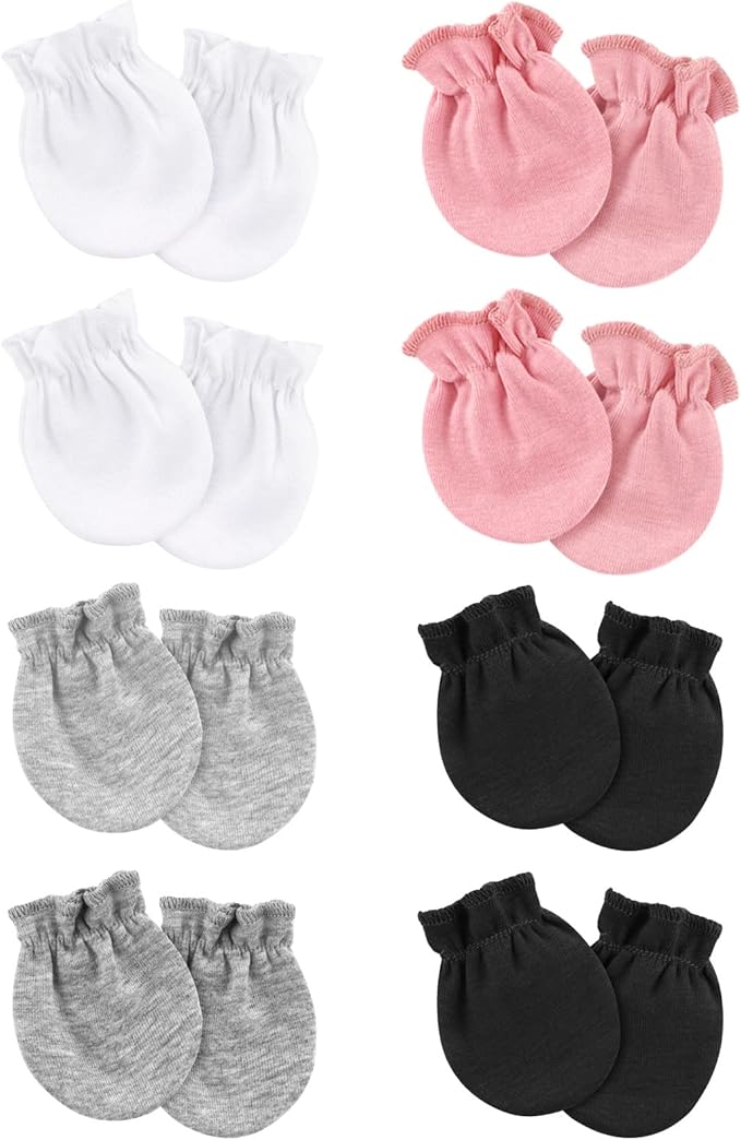 BQUBO Newborn Infant Toddler Mittens No Scratch Cotton Elastic Wrist Gloves Hypoallergenic for 0-6 Months Baby Boys Girls-BubblyBeeBaby
