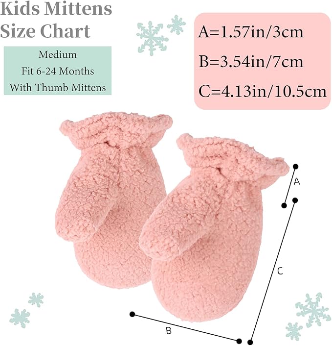 Zsedrut Baby Boys Winter Glove Warm Toddler Infant Girls Mittens Fleece Lined Gloves 1-7 Years-BubblyBeeBaby