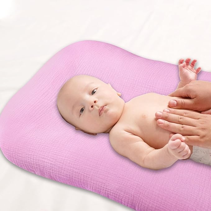 Hooyax Muslin Baby Lounger Cover Soft Organic Cotton Slipcover Fits Newborn Lounger for Baby Boys and Girls (Lavender)-BubblyBeeBaby