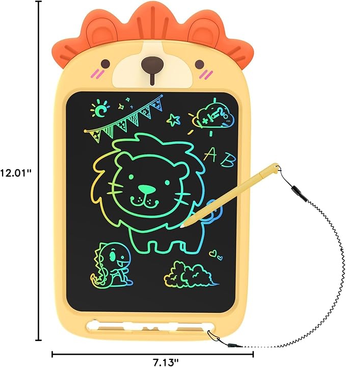10 Inch LCD Writing Tablet, Erasable Doodle Board Toy, Cute Lion Drawing Pad for Kids Ages 2-6 - Educational Christmas Birthday Gift (Lion)-BubblyBeeBaby