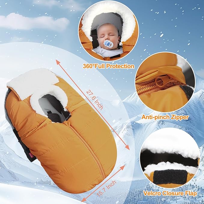 Fairy Baby Winter Car Seat Cover for Babies Carseat– Waterproof, Warm Car Seat Cover Baby – Universal Winter Cover for Back Seat, Infant Car Seat Cover (Brown)-BubblyBeeBaby