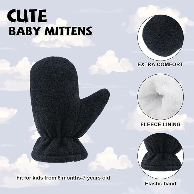 BAVST Baby Toddler Winter Mittens Girls Warm Fleece Lined Gloves Kids Sherpa Lined Mittens for Boys-BubblyBeeBaby