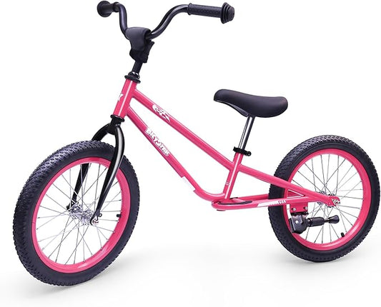 16 Inch Kids Balance Bike for 5-8 Year Old, BMX Kids Bike with No Pedals, Air Rubber Tires, Footrests, Adjustable Height for Big Kids, Boys, Girls-BubblyBeeBaby