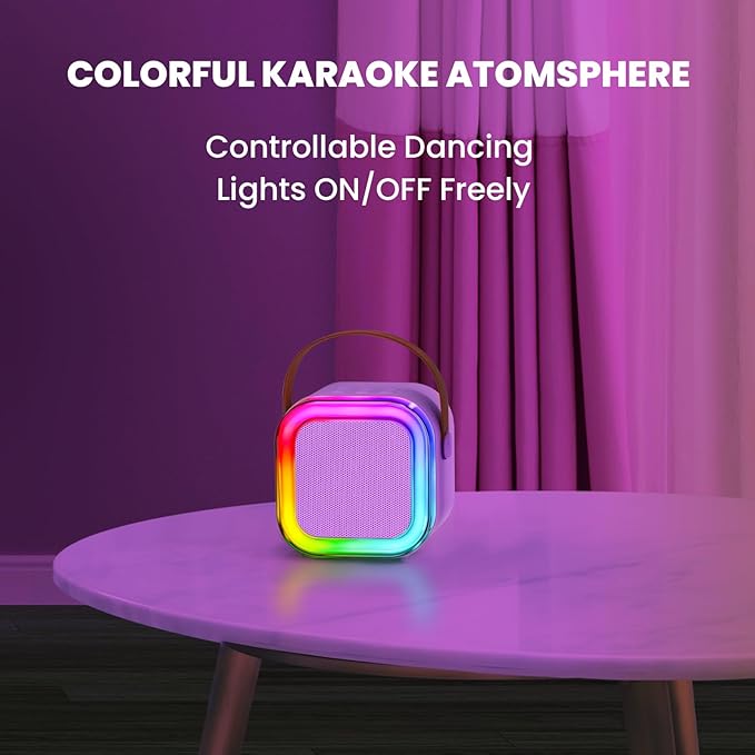 IROO Mini Karaoke Machine for Kids, 2025 TOP Toys Birthday Gifts Ideas for Girls Ages 4, 5, 6, 7, 8, 9, 10, 12+ Years Old, Portable MP3 Player with 2 Wireless Mics for Party-BubblyBeeBaby