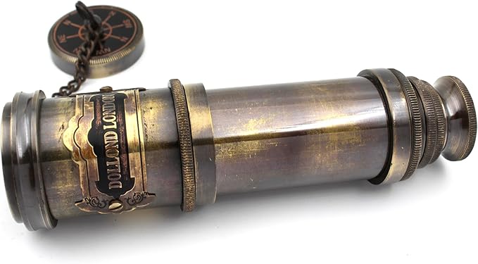 14 Inch Vintage Nautical Brass Telescope with Wood Box – Handheld Spyglass for Marine, Pirate, and Captain Use-BubblyBeeBaby