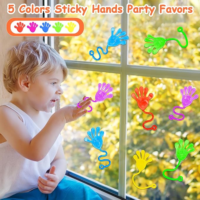 24 PCS Sticky Hands for Kids Party Favors Treat Gift Egg Filler Goodie Bag Stuffer Treasure Box Toy Classroom Carnival Prizes Student Mini Bulk Pinata Slap Hand Sensory Fidget Stretchy Toy Halloween-BubblyBeeBaby