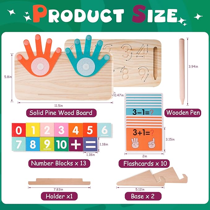 Hirger Preschool Learning Toys for Toddlers 2-4, Educational Math Manipulatives Number Counting Blocks for Kids, Montessori Toy for Boys Girls Age 2+ Birthday Gifts-BubblyBeeBaby