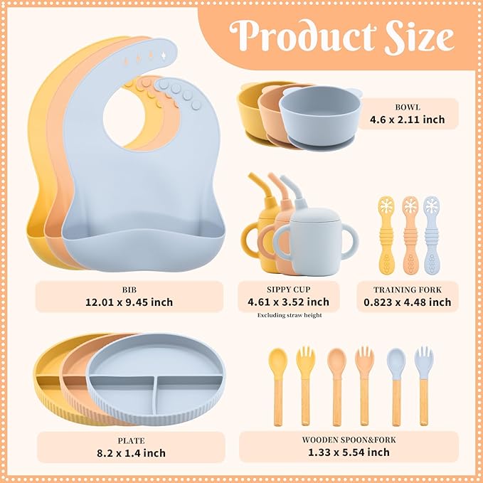 Silicone Baby Feeding Set 21 Pcs, Baby Led Weaning Supplies, Baby Feeding Supplies Set BPA Free, Essentials for Newborn Gift Mixed-BubblyBeeBaby