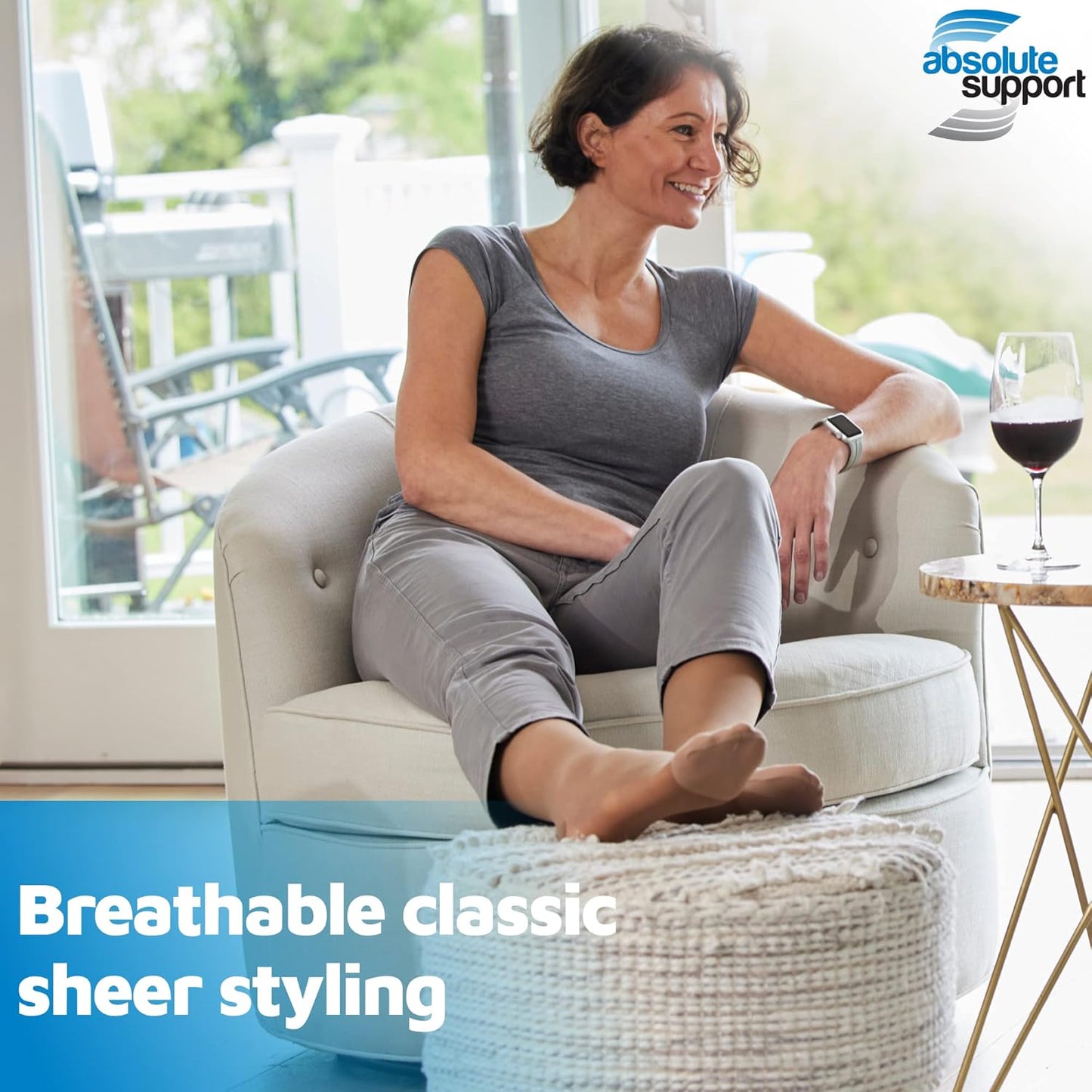 (3 Pairs - Closed Toe) Made in USA - Compression Socks for Women 15-20mmHg - Sheer Compression Knee High Stockings for Post Surgery, Pregnancy, Arthritis, Edema - Beige, Large - A101BE3-3